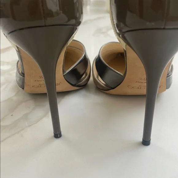 Jimmy Choo Cream and Brown Women's Heels - Picture 3 of 6